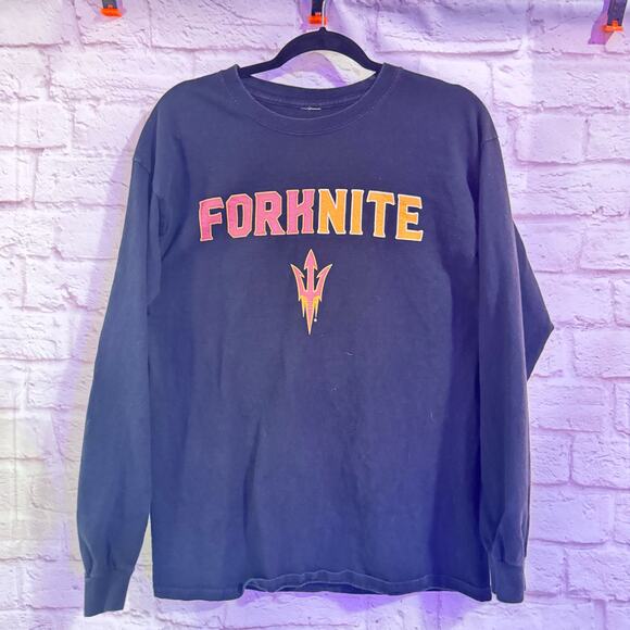 FORKNITE long sleeve black t-shirt SZ Large (missing tag) - Picture 1 of 3